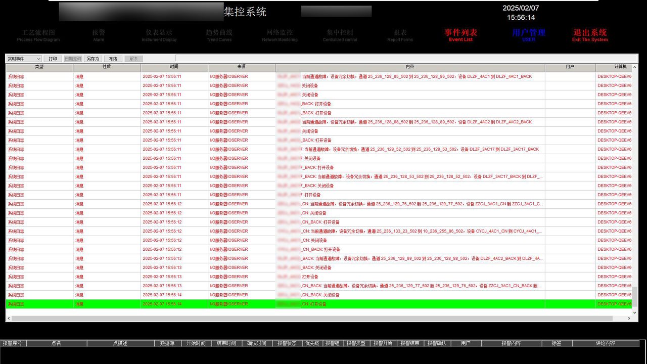 集控系统 · 事件列表